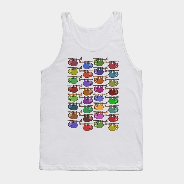 Cute and Colorful Sloth Pattern Tank Top by Davey's Designs